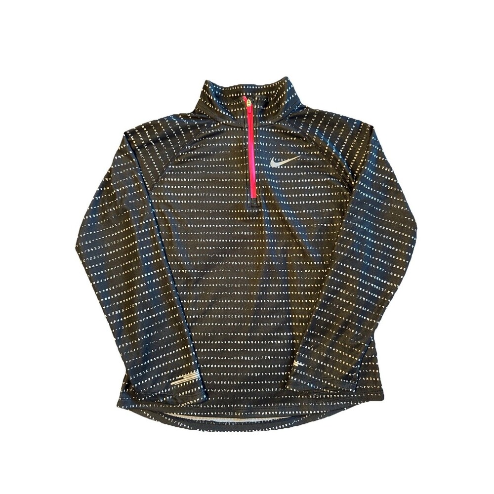 NIKE | Youth Girls Large Dri-FIT  1/4 Zip Running Pullover Black/Reflective Pink